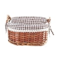 thumbnail image 1 of (Brown, Small Size 21*15*11CM) Hand-woven Basket Bedside Desktop Snacks Miscellaneous Basket Storage Basket Key Cosmetic Rattan Storage Basket, 1 of 11