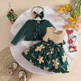 thumbnail image 2 of mgoYE Baby Girl Christmas Clothes Kid Toddler Girl Fall Dress+Cardigan 2 Piece Floral Sleeveless Dress and Cardigan Set(Dark Green,18-24 Months), 2 of 9