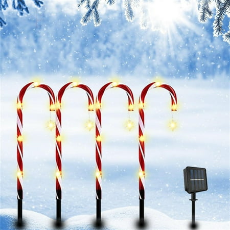 

Solar Energy Christmas Crutch Ground Lamp Outdoor Plug-in Candy Crutch Lawns Landscapes Lamp 5-piece Set