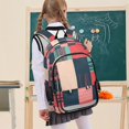 thumbnail image 7 of FORMRS Unisex School Backpack 17" Student Travel Bag with Laptop Compartment, Red Teal Plaid, 7 of 7