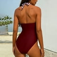 thumbnail image 5 of UPPADA Womens One Piece Bathing Suits Tummy Control V Neck Solid Color Swimwear Elastic Flattering Swimsuits Cute Tummy Control Bathing Suits Wine,M, 5 of 5