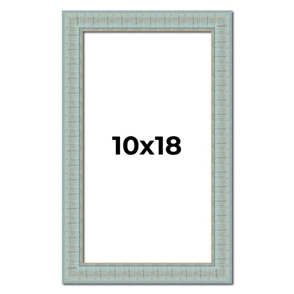 10x18 Frame Blue Teal Distressed Solid Wood Picture Frame | 1.625 Inch Moulding Width | Sonoma Blue