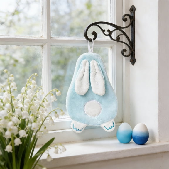 Meggemo Easter Rabbit Hand Towel Embroidered Design Absorbent Soft Material Easter Decorations For Home Kitchen Bathroom Towel Supplies