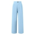thumbnail image 5 of vigerkar Wide Leg Pants for Women Cotton Linen Business Casual Long Trousers Palazzo Pants with Pockets Light Blue, XXL, 5 of 7