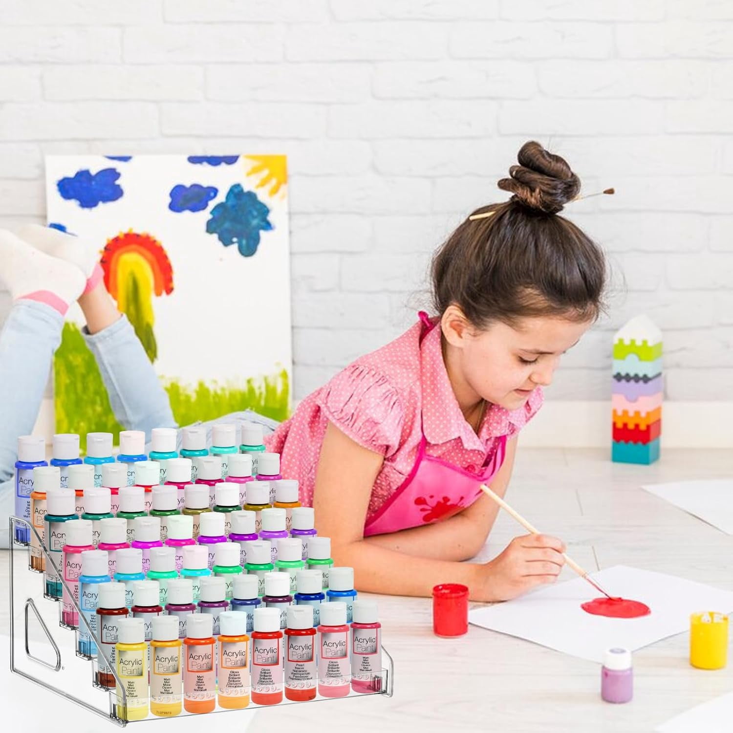 Clear Paint Organizer,7 Layers Acrylic Paint Organizer,Paint Storage Rack,Craft Paint Organizer Rack,Miniature Paint Holder for Paint Storage