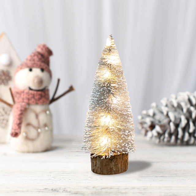 Mini árbol de Navidad LED con luces - Decoración de sobremesa a pilas para el hogar, la oficina y la decoración de escenas navideñas