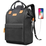 LOKASS 17.3 Inch Travel Laptop Backpack Business Computer Backpacks School Bag, Multipurpose Casual Daypack with USB Charging Port for Women & Men,Black