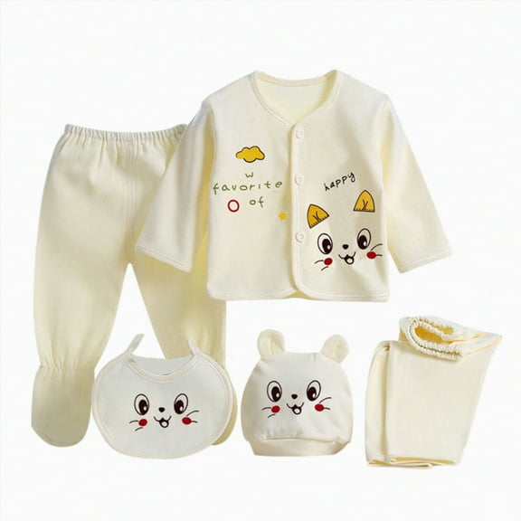 XZNPDUCQ Preemie Newborn Baby Boy Girl Cotton Gift for Newborn Baby Girl Boy Accessories Set Newborn Essentials5-piece Set Essentials and Accessories Gifts Layette Set