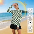 thumbnail image 5 of FORMRS Womens Long Sleeve Shirts UPF 50+ Sun Protection Quick Dry Fishing Hiking Tops, Size S-2XL, Green and White Plaid Pattern, 5 of 8