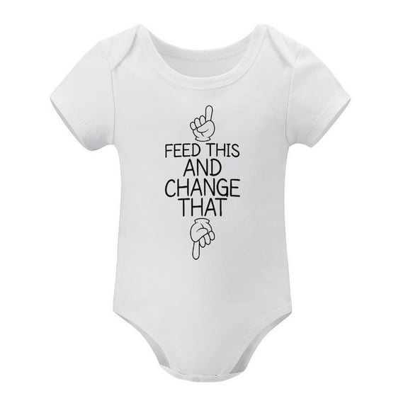 Feed This And Change This - Baby Clothes - Funny Newborn Bodysuit Outfits for Boys And Girls White-style-1 6months