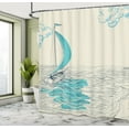 thumbnail image 5 of Ambesonne Black White Shower Curtain, Cloudy Sailing Boat, 69"Wx84"L, Aqua Beige, 5 of 5