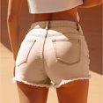 thumbnail image 5 of Levmjia Women's High Waisted Denim Shorts Hot Sexy Mini Shorts with Button Fly Zip Closure 5 Pocket Design Frayed Raw Hem Casual Summer Beach Pants for Women, 5 of 5