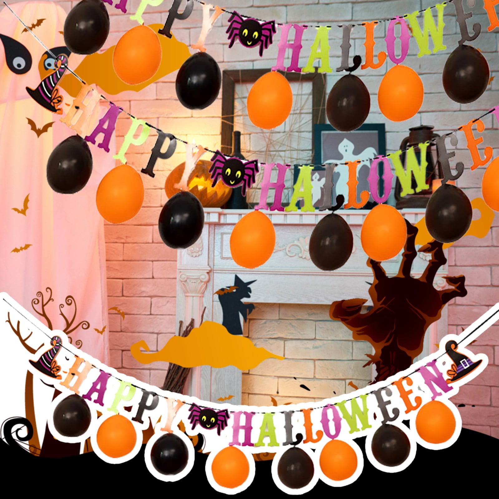 Halloween Letter Balloon Cartoon Party Decoration Kindergarten Halloween  Party Balloons Halloween Theme Party Decorations Set Orange Black Balloon  About 137 Inches When Unfolded - Walmart.com