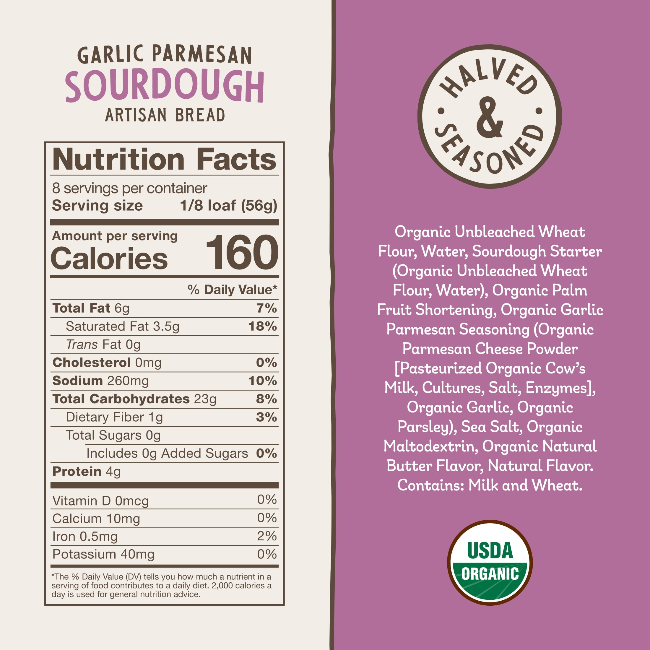 Essential Bake at Home Garlic Parmesan Bread, Certified Organic, Shelf-Stable, 16 oz, 4 Pack