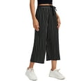 thumbnail image 3 of Lovito Casual Striped Lace Up Square Pants Bottom For Woman Wide Leg, 3 of 5