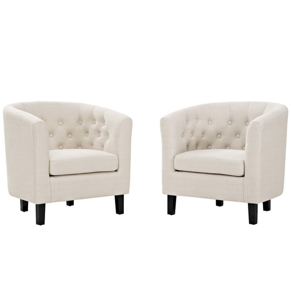 Modway Prospect Ensemble de 2 Fauteuils Rembourrés en Tissu, Beige