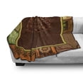 thumbnail image 3 of Prehistoric Soft Flannel Fleece Throw Blanket, Tree on Motifs Leaf Floral Ornaments Native Folk Patterns, Cozy Plush for Indoor and Outdoor Use, 50" x 60", Brown Green, by Ambesonne, 3 of 6