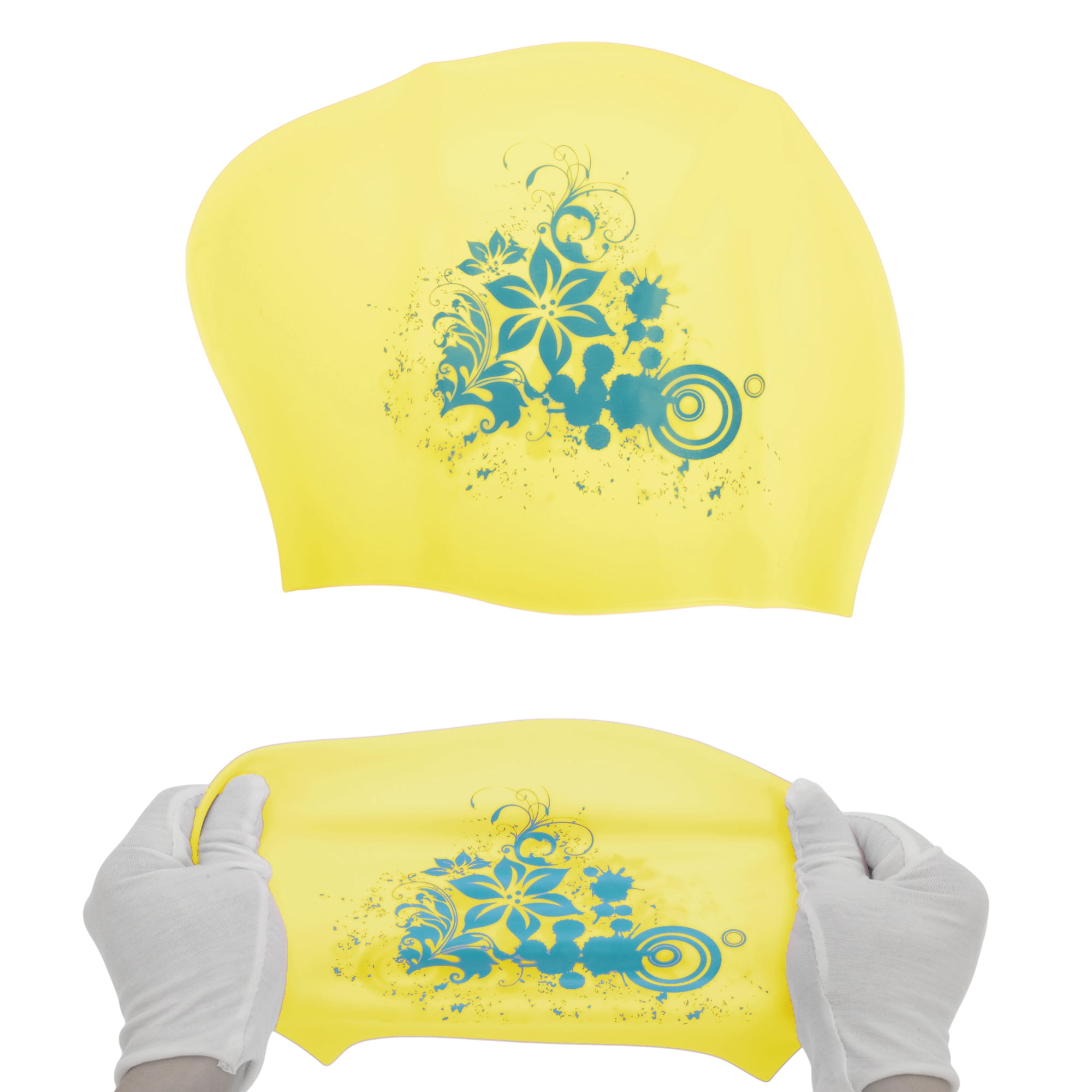 Unique Bargains Floral Pattern Swim Cap 1Pc Yellow
