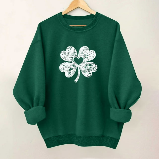Xuyuer Women's St. Patrick's Day Green Long Sleeve Sweatshirt Funny Casual Irish Shirt