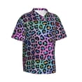 thumbnail image 3 of Xecao Rainbow Animal Skin print Hawaiian shirt - a stylish short-sleeve button-down for men, perfect for casual beach and tropical outings., 3 of 9