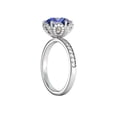 thumbnail image 2 of 2.50 ctw Lab Created Blue Sapphire Ring with Diamonds 14K White Gold Flower Vintage Halo, 2 of 4