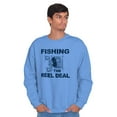 thumbnail image 4 of Fishing Reels Funny Fisher Pun Joke Men's Crewneck Sweatshirt Brisco Brands L, 4 of 6
