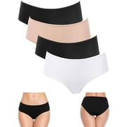 Charmo Women's Cotton Nylon Panties Mid Rise Hipster Briefs Ladies Underwear 4 Pack