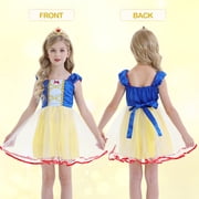 Jurebecia Princess Dress Royal Storybook up Puffed Sleeves & Tulle Skirt Birthday Party Costume Tulle Skirt 4-5 Years