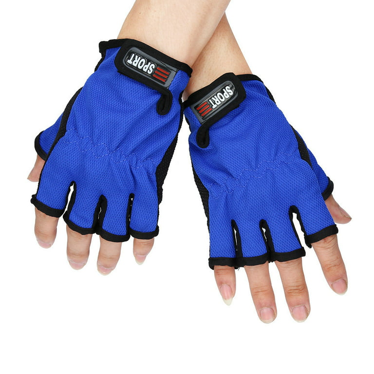 Mnycxen Fingerless Exposed Men&Women Breathable Fishing Glove Anti Slip 5 Cut Glove, adult Unisex, Size: One size, Blue
