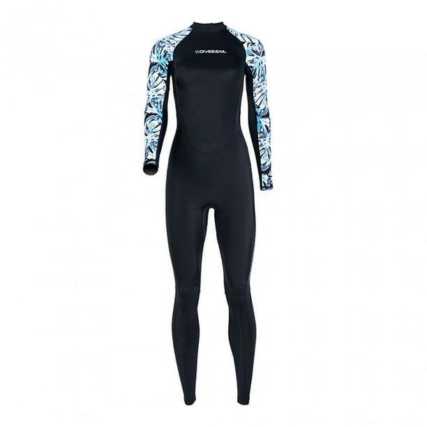 Traje de buceo para mujer, con sensación de frío y cremallera trasera, trajes de baño húmedos. Negro
