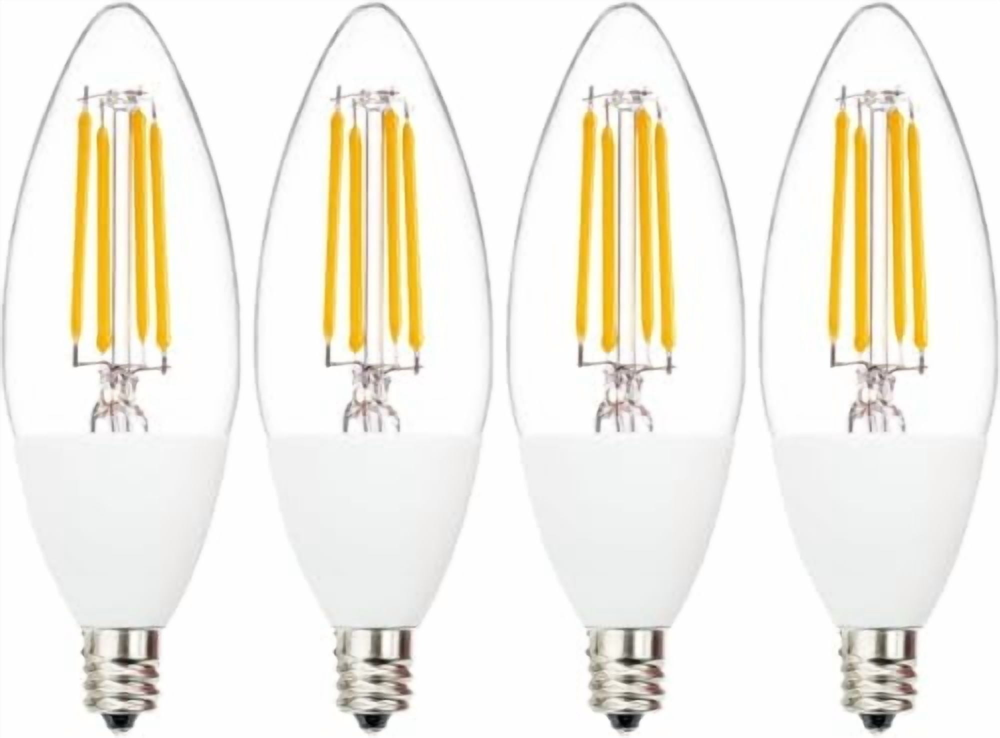 Jaspertronics Dusk to Dawn Outdoor Sensor LED Edison Bulbs 4W 450LM B11 Candelabra E12 Base Auto On/Off Photocell 2700K Soft White 4 Unit per pack