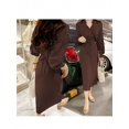 thumbnail image 3 of Coffee Dress, Long Sleeve Button Front Midi with Side Split, 3 of 4