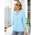 thumbnail image 6 of Hibeli Women Collared V Neck 3/4 Sleeve Blouse Tops Solid Color Elegant Tunic Shirts, 6 of 7