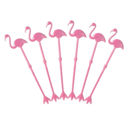 6Pcs Cafe Plastic Flamingo Cactus Tropical Disposable Coffee Stirrer Cocktail Tool Mixing Sticks Swizzle Sticks C