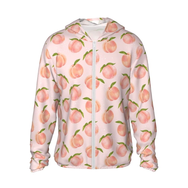Fotbe Peach With Leaves Chaqueta con Protección Solar UPF 50+ para Hombre y Mujer, Camisa con Capucha y Bolsillos-Medium