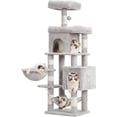 thumbnail image 1 of Cat Tree with Large Platform Multi-Level Cat Tower with Caves Cat Condo with Sisal Scratching Posts Top Perch and Hammock for Indoor Cats Basket Smoky HCTG, 1 of 9