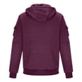 thumbnail image 4 of GrmtClth Zip Up Hoodie Men Full Drawstring Hooded Sweatshirt Multi Zipper Cargo Pockets Long Sleeve Oversized Fall Winter Outdoor Sports Jacket Wine M, 4 of 5