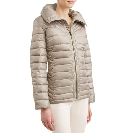 Women's Down Blend Quilted Jacket with Convertible Collar