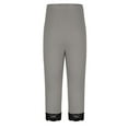 thumbnail image 5 of Wyobmus Women's Capri Leggings Knee Length High Waist Tights Solid Color Tummy Control Non See Through Lace Bottom Workout Yoga Pants Gray, 5 of 6