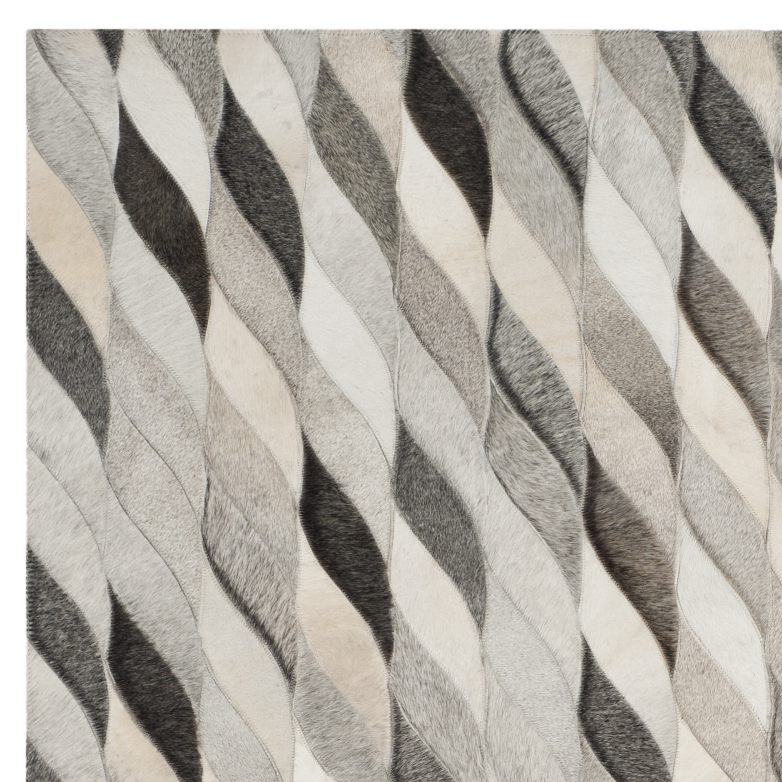 SAFAVIEH Studio Leather Marissa Geometric Area Rug, Ivory/Grey, 4' x 6'