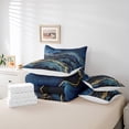 thumbnail image 5 of YST 7 Pcs Comforter Set Twin Size, Dark Blue Marble Bed In A Bag With Flat Sheet And Fitted Sheet For Kids Adults, Golden Glitter Stone Pattern Fluid Bedding Set With Pillowcases & Shams, 5 of 5