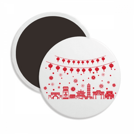 

red chinese paper cutting pattern round ceracs fridge magnet keepsake decoration