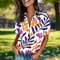 thumbnail image 6 of BRGZLK Women's Sleeved Shirt Fashion Casual Loose Short Print Button Down Business Casual Top Lightweight Summer V Neck Work Blouse, 6 of 6