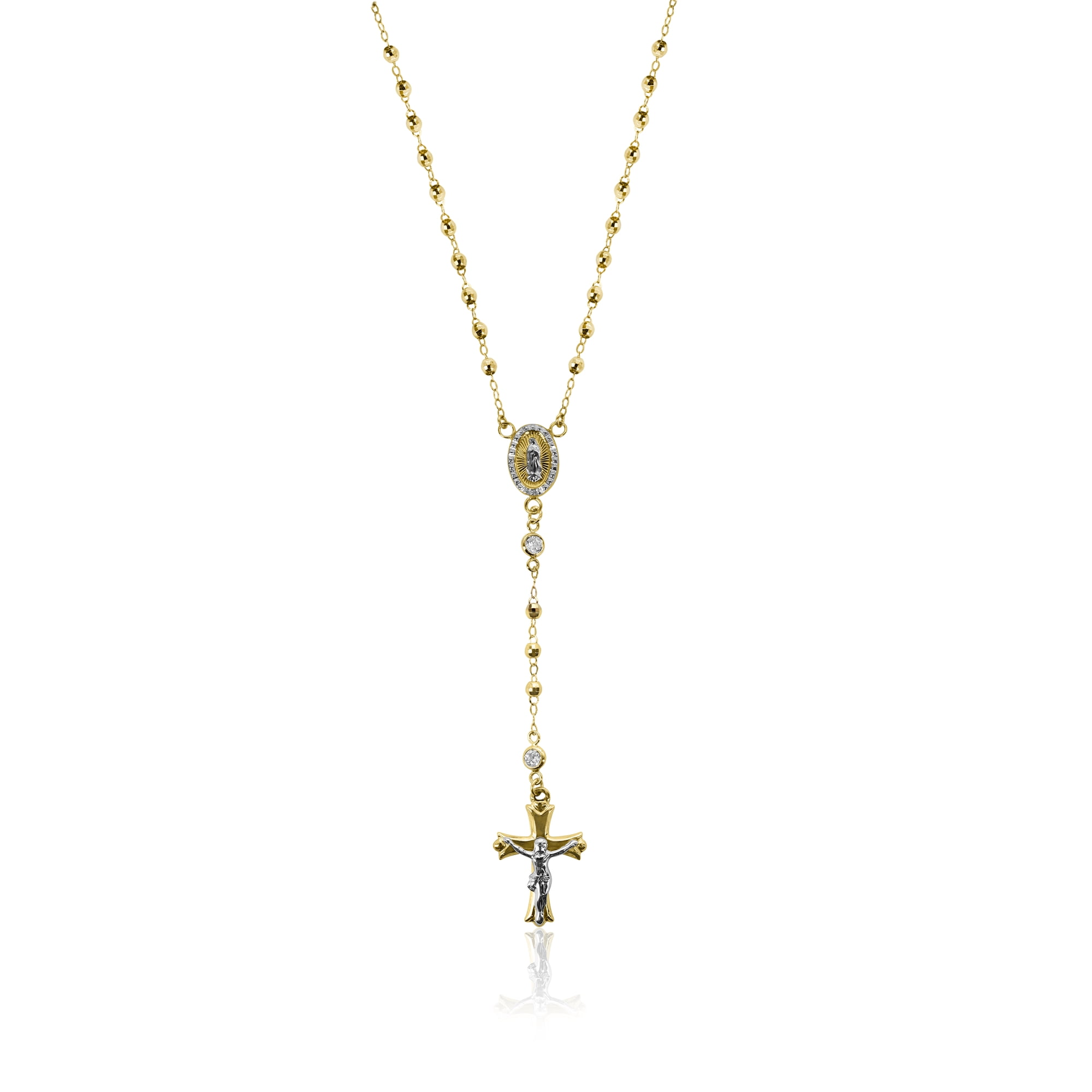 Brilliance Fine Jewelry 10k Gold CZ by the Yard Rosary Necklace, 16"+2"