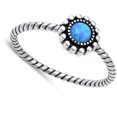 thumbnail image 4 of CHOOSE YOUR COLOR Rope Flower Blue Simulated Opal Ring .925 Sterling Silver Band CZ Female Size 7, 4 of 4