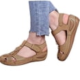thumbnail image 5 of Sandals Women Dressy Summer Closed Toe Wedge Platform Sandals Vintage Casual Hollow Out Orthopedic Shoes Comfy Bohemia Gladiator Ladies Shoes, 43, 5 of 5