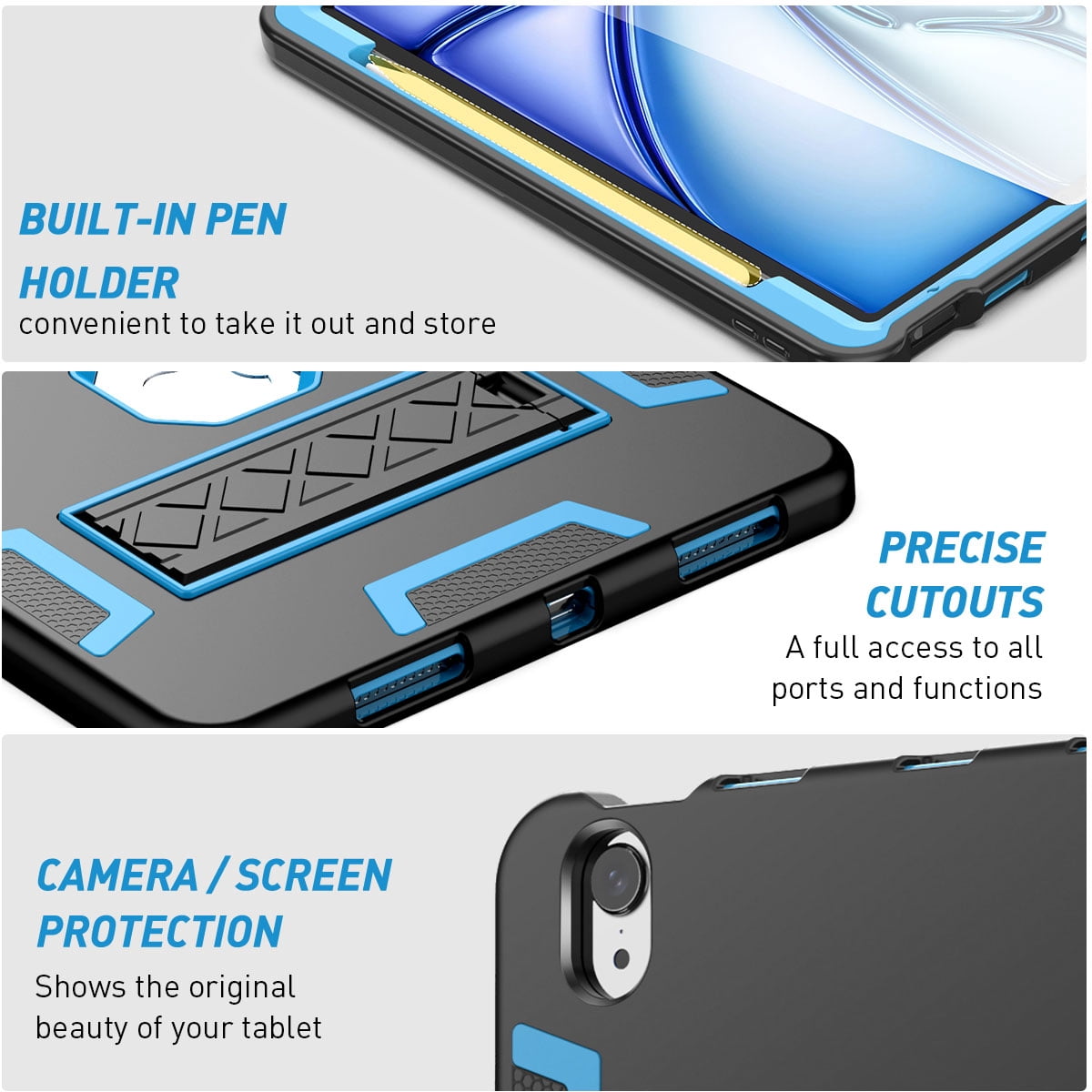 AICase For iPad Air 11-inch M2 (2024), iPad Air 5th 4th Generation 10.9 inch 2022 2020 Case with Pencil Holder,Heavy Duty Shockproof Stand Cover Screen Protector