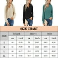 thumbnail image 4 of SWQZVT Women Tops Long Sleeve Button Decoration Solid Color Blouses V-Neck Casual Trendy Ruffle Blue Shirt, 4 of 6