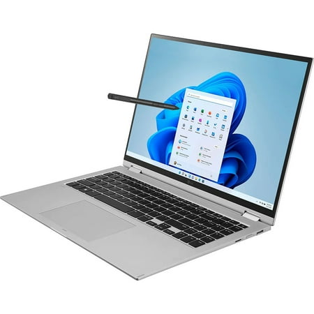 LG gram (2022) 16T90Q 2-in-1 Tablet Laptop, 16" (2560 x 1600) IPS Display, Intel Evo 12th Gen i7-1260P, 16GB LPDDR5, 2TB NVMe SSD, FHD Webcam, Wi-Fi 6E, Thunderbolt 4, Windows 11, Silver - (Open Box)