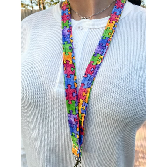 Puzzle Piece Lanyard Autism Awareness Keychain